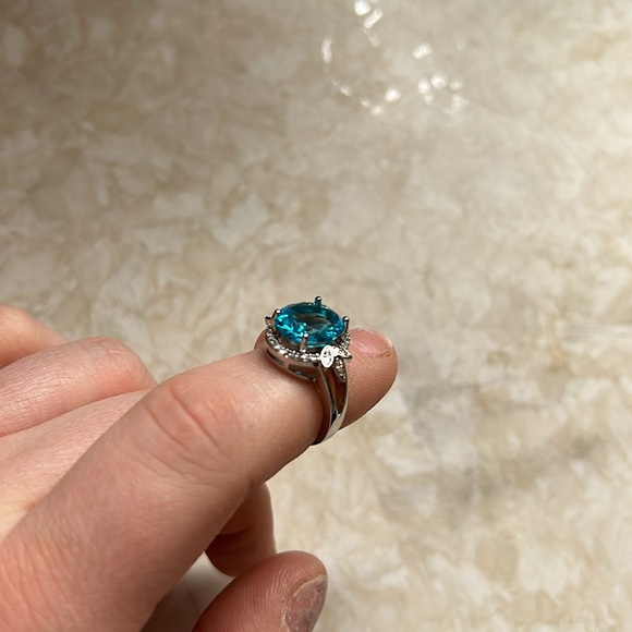 New 925 Silver Beautiful Leaves Sapphire Ring - Picture 6 of 6